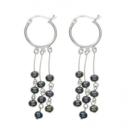 Aros con perlas negras Tahití Plata de Ley | Outlet joyas