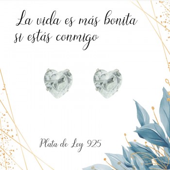 Pendientes corazón circonita San Valentín