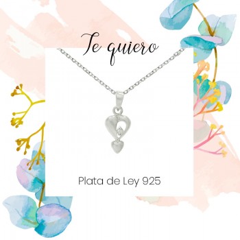 Collar mini con doble corazón Plata de Ley 2