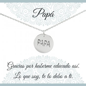 Colgante para Papá con mensaje Plata de Ley