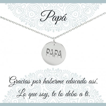 Colgante para Papá con mensaje Plata de Ley