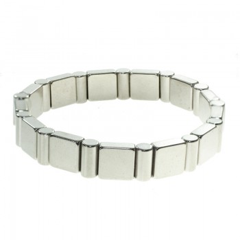 Pulsera hombre imantada ajustable plateada