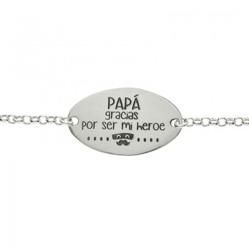 Pulsera para Papá con mensaje Plata de Ley 2