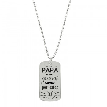 Collar chapa militar hombre Plata de Ley