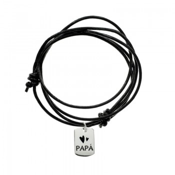 Collar chapa militar mini Papá Plata de Ley