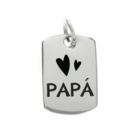 Collar chapa militar mini Papá Plata de Ley