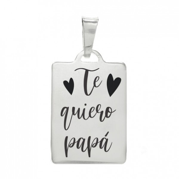 Collar chapa biselada Te quiero Papá Plata de Ley