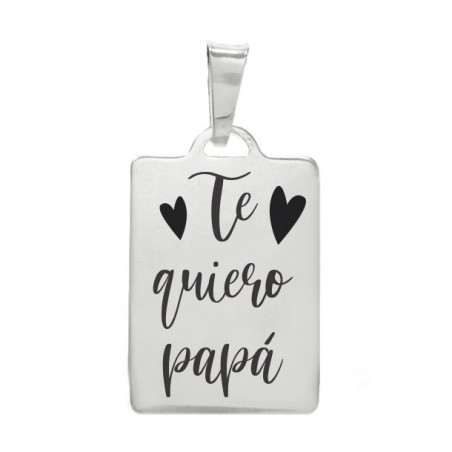 Collar chapa biselada Te quiero Papá Plata de Ley