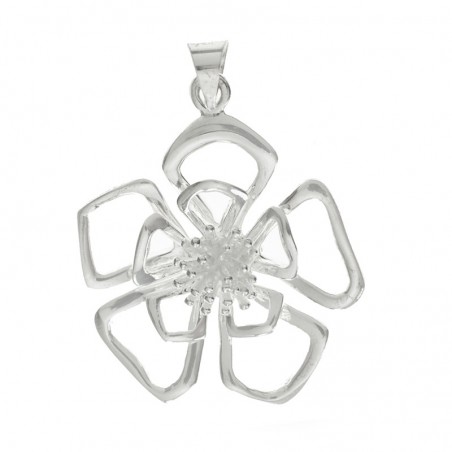 Colgante flor pétalos calados Plata de Ley | Outlet joyas