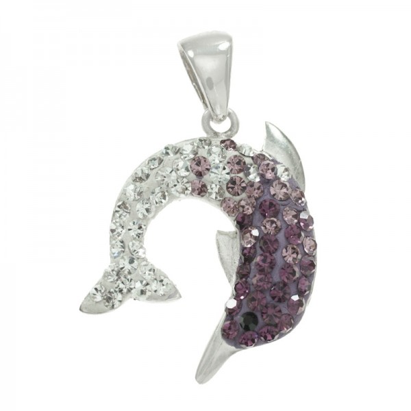 Colgante delfín zirconia bicolor Plata de Ley | Outlet joyas