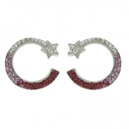 Pendientes bicolor con estrella y zirconia Plata de Ley | Outlet joyas