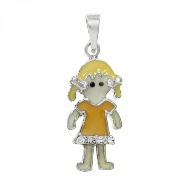 Colgante niña esmaltada Plata de Ley | Outlet joyas