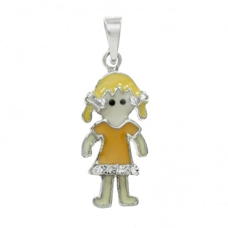 Colgante niña esmaltada Plata de Ley | Outlet joyas
