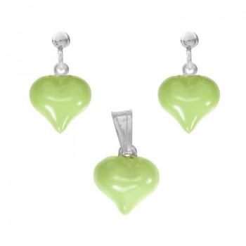Conjunto corazón esmaltado Plata de Ley | Outlet joyas