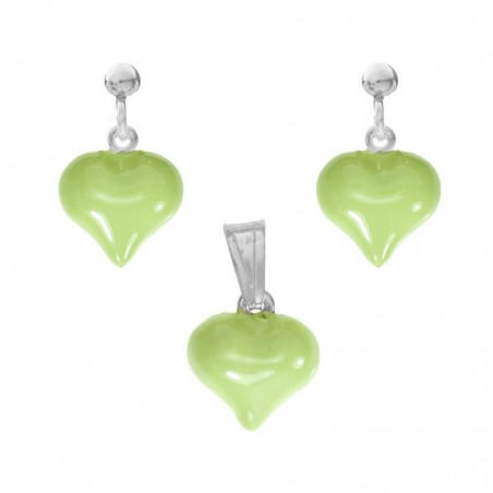 Conjunto corazón esmaltado Plata de Ley | Outlet joyas