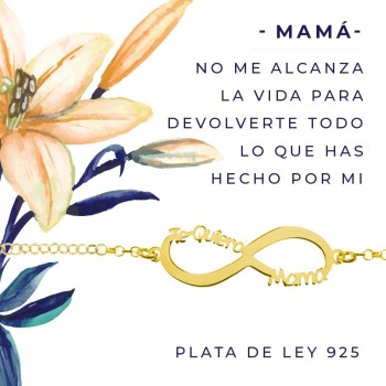 Pulsera infinito Te quiero Mamá Plata de Ley 925