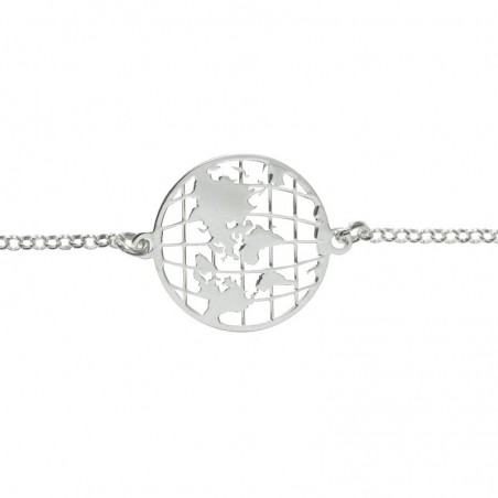 Colgante mapa del mundo con cadena Plata de Ley 925