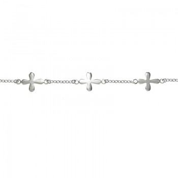 Pulsera ajustable cruces con puntas redondas Plata de Ley 925