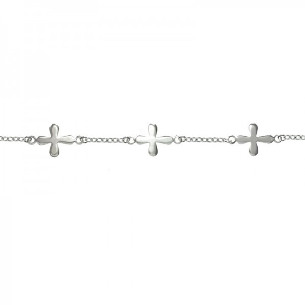 Pulsera ajustable cruces con puntas redondas Plata de Ley 925
