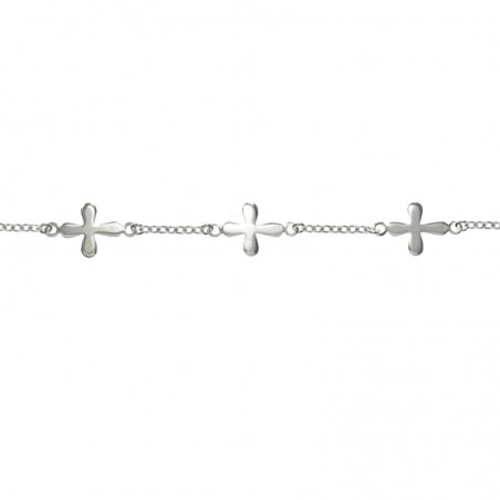 Pulsera ajustable cruces con puntas redondas Plata de Ley 925