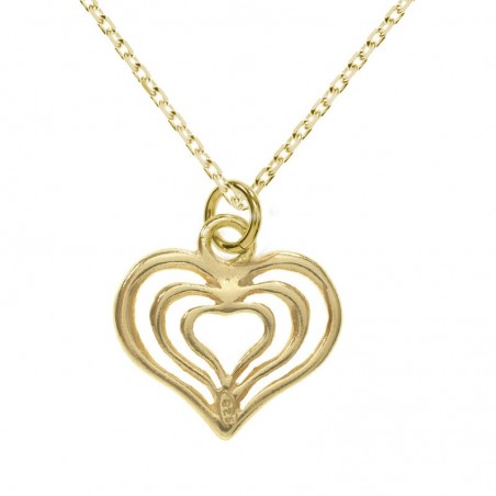Collar dorado triple corazón Plata de Ley - Karissma