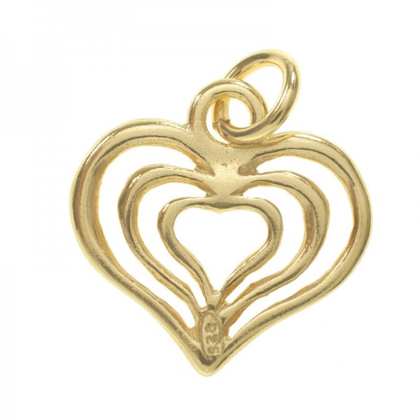 Collar dorado triple corazón Plata de Ley - Karissma