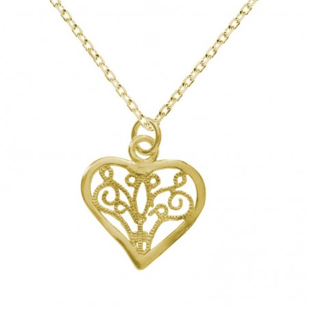 Collar dorado corazón Plata de Ley - Karissma