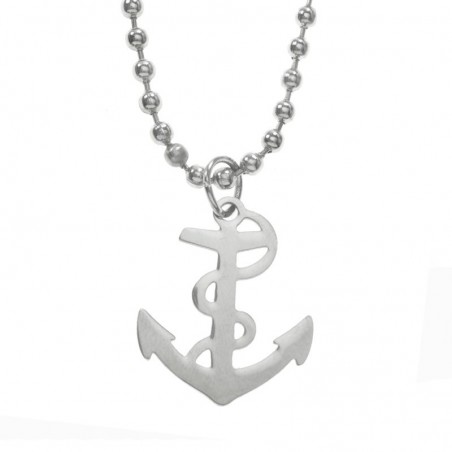Collar ancla acero inoxidable con cadena de bolitas - Karissma