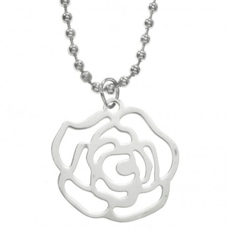 Collar rosa acero inoxidable con cadena de bolitas - Karissma