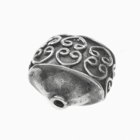 Abalorio aplanado oxidado Plata de Ley | Karissma