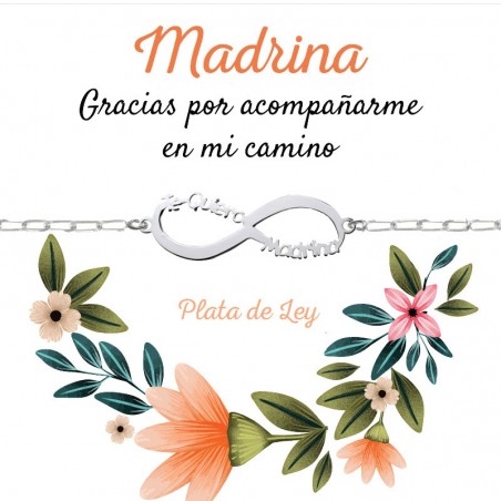 Pulsera Infinito Te Quiero madrina Plata de Ley