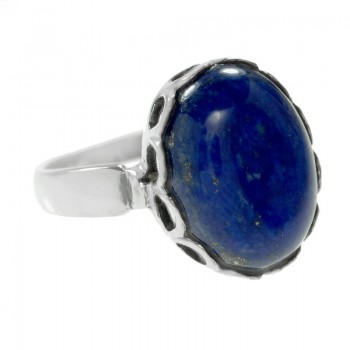 Anillo piedra oval con borde calado Plata de Ley 2