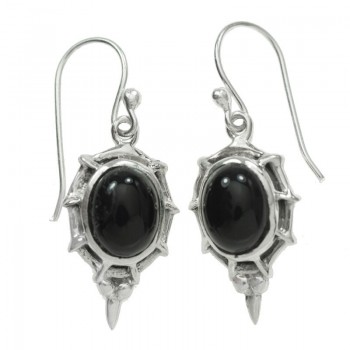 Pendientes ónix largos Plata de Ley 2