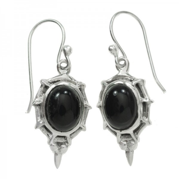 Pendientes ónix largos Plata de Ley