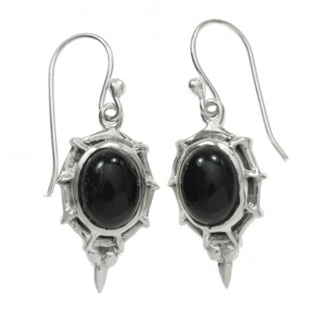 Pendientes ónix largos Plata de Ley