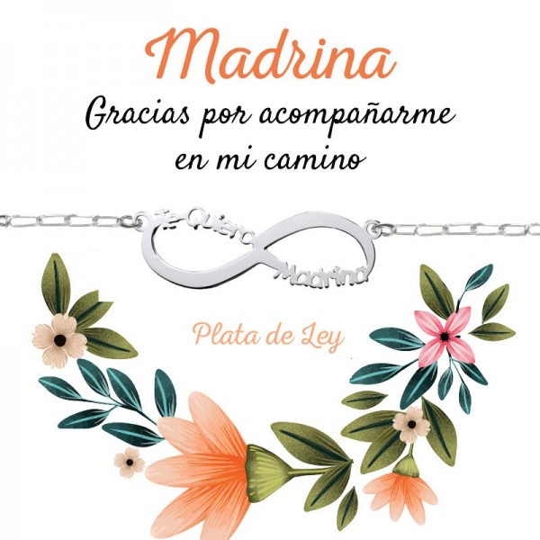 Collar infinito Te quiero madrina Plata de Ley 925