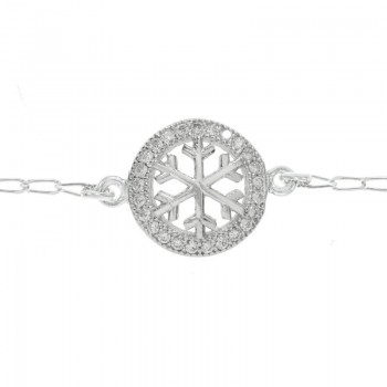 Pulsera copo de nieve circonita Plata de Ley 925