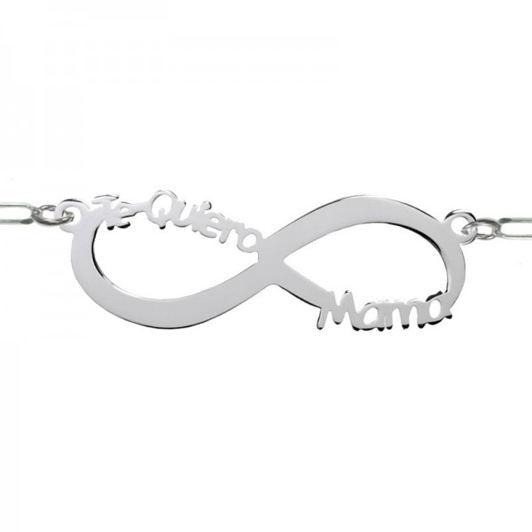 Colgante infinito Te quiero mamá con cadena Plata de Ley 925