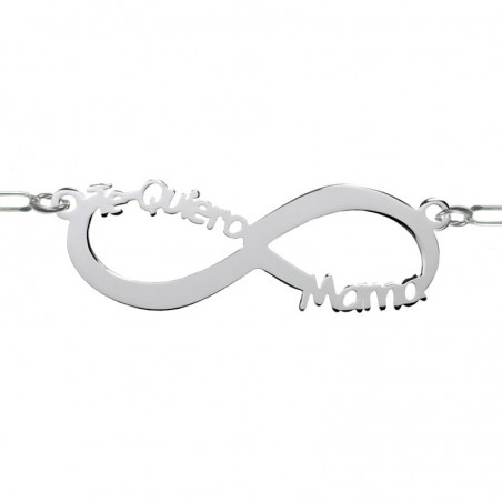 Colgante infinito Te quiero mamá con cadena Plata de Ley 925