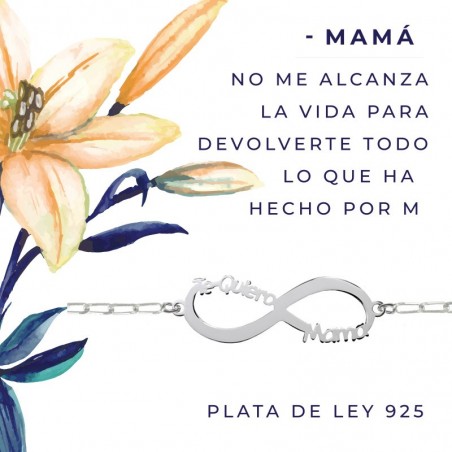 Pulsera infinito Te quiero Mamá Plata de Ley 925