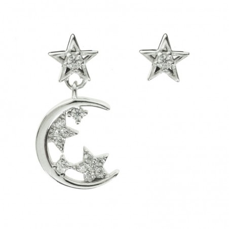 Pendientes asimétricos estrellas Plata de Ley - Karissma