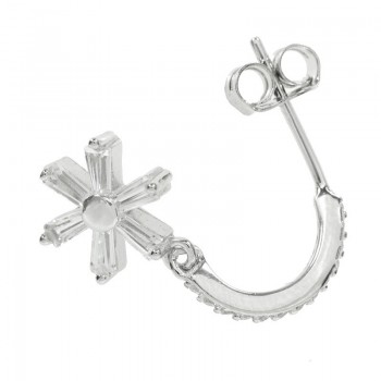 Pendientes aro abierto con flor Plata de Ley - Karissma 2