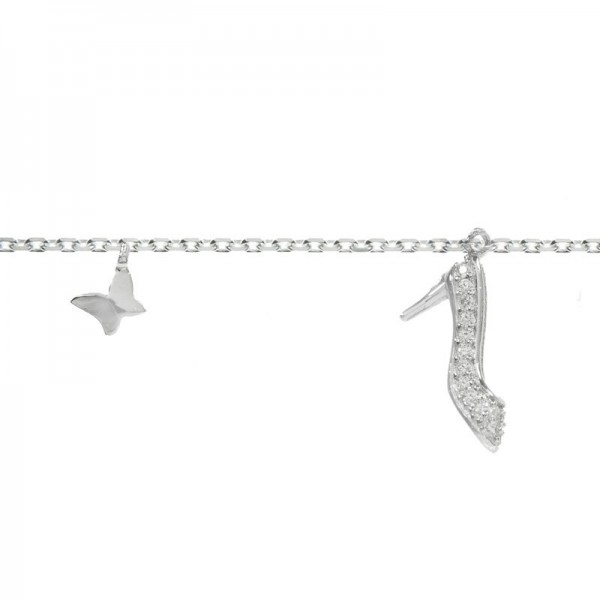 Pulsera tacón y mariposas Plata de Ley 925 | Karissma