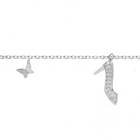 Pulsera tacón y mariposas Plata de Ley 925 | Karissma