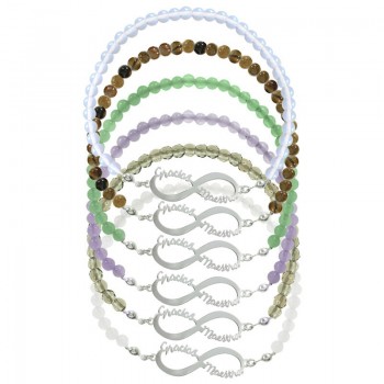 Pulsera Gracias Profe o Maestra piedra y Plata de Ley