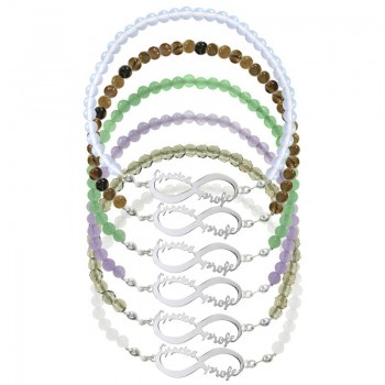 Pulsera Gracias Profe o Maestra piedra y Plata de Ley 2