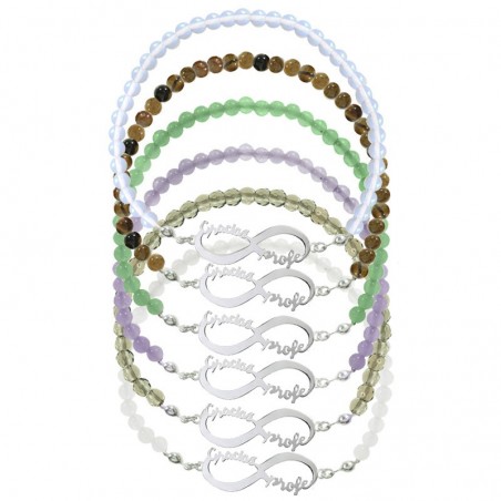 Pulsera Gracias Profe o Maestra piedra y Plata de Ley