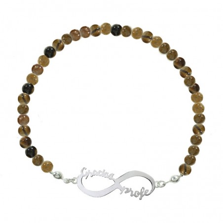 Pulsera Gracias Profe o Maestra piedra y Plata de Ley