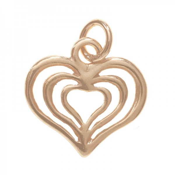 Abalorio colgante corazón triple chapado en Oro Plata de Ley 925