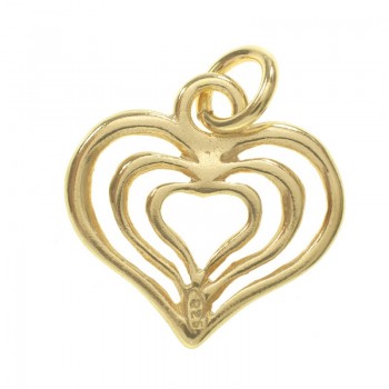 Abalorio colgante corazón triple chapado en Oro Plata de Ley 925